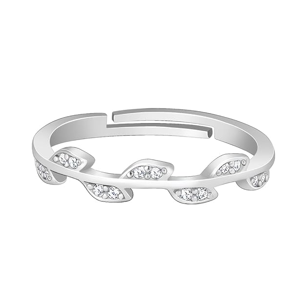 Silver Zircon Vine Shine Ring, Adjustable | Gifts for Women and Girls