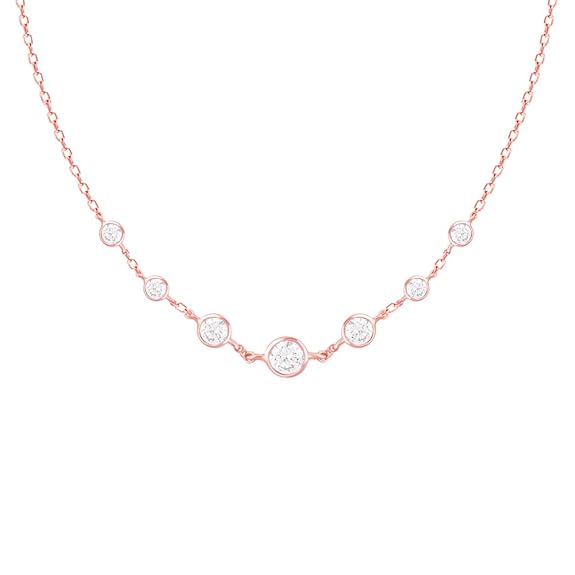 Silver Rose Gold Zircon Studded Necklace | Gifts for Women & Girls