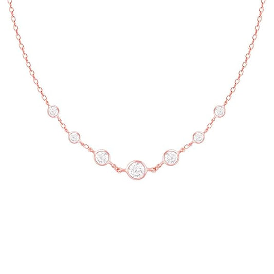 Silver Rose Gold Zircon Studded Necklace | Gifts for Women & Girls