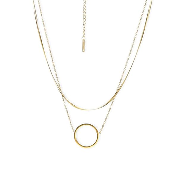 Circle Ring Double Layer Necklace for Women | 18K Gold Plated Necklace, Women's Jewellery | Gift for Girls & Women