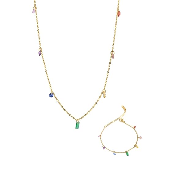 Vibrant Cascade Necklace & Bracelet Jewellery Set for Women | Gift For Women & Girls