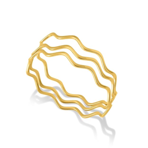 Gold Wavy Layered Bangle Bracelet for Women - Gift for Girls & Women | Waterproof & Anti-Tarnish Bangle Bracelet