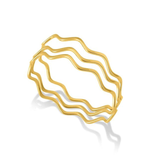 Gold Wavy Layered Bangle Bracelet for Women - Gift for Girls & Women | Waterproof & Anti-Tarnish Bangle Bracelet