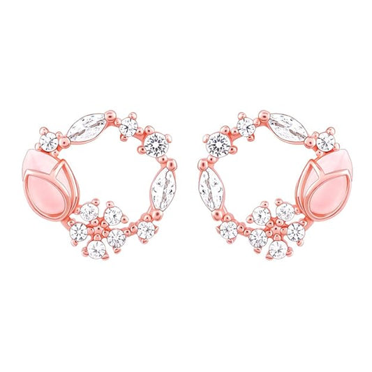 Sterling Silver Rose Gold Pink Drop Wreath Studs | Gift for Girlfriend Wife Women & Girls
