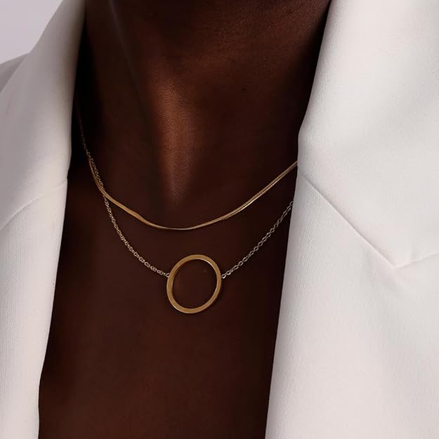 Circle Ring Double Layer Necklace for Women | 18K Gold Plated Necklace, Women's Jewellery | Gift for Girls & Women