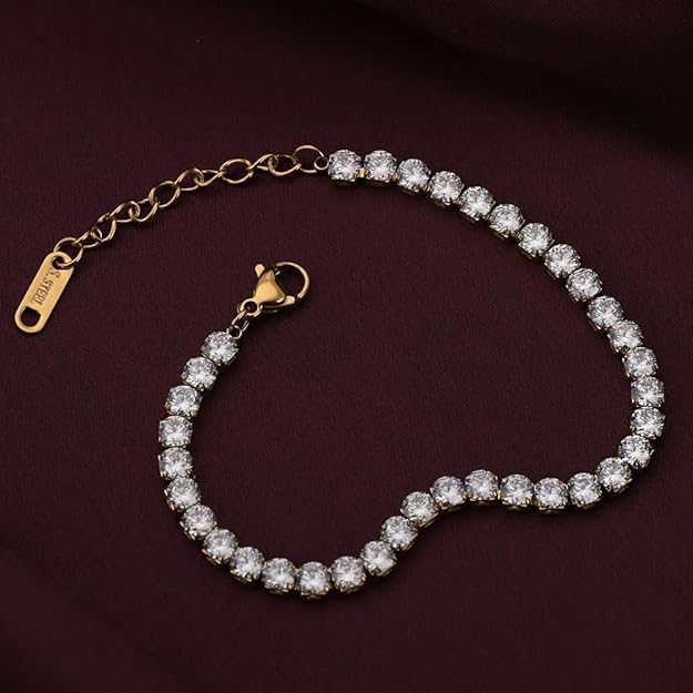 Diamond Affair Bracelet for Women - 18k Gold Plated Bracelets, Gift for Girls & Women | Waterproof & Anti Tarnish Bracelets | Jewellery for Women