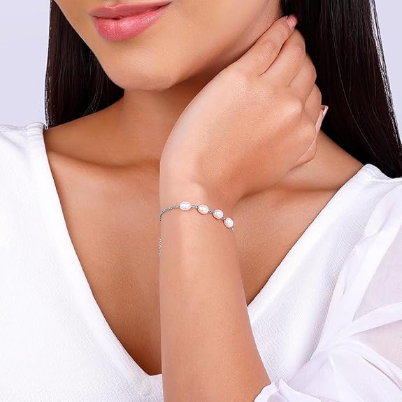 Silver Pearl Glance Rose Gold Bracelet Charm | Gifts for Women & Girls
