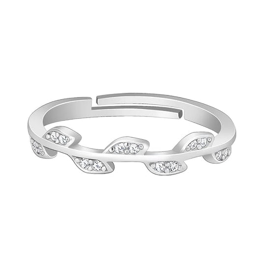 Silver Zircon Vine Shine Ring, Adjustable | Gifts for Women and Girls