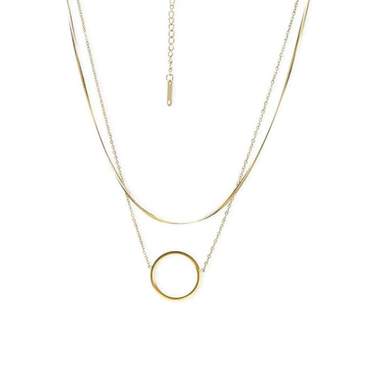 Circle Ring Double Layer Necklace for Women | 18K Gold Plated Necklace, Women's Jewellery | Gift for Girls & Women