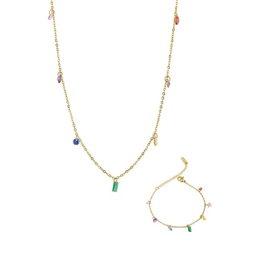Vibrant Cascade Necklace & Bracelet Jewellery Set for Women | Gift For Women & Girls