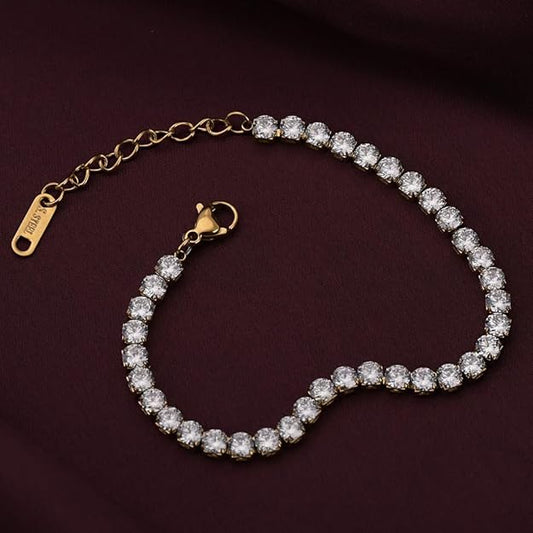 Diamond Affair Bracelet for Women - 18k Gold Plated Bracelets, Gift for Girls & Women | Waterproof & Anti Tarnish Bracelets | Jewellery for Women
