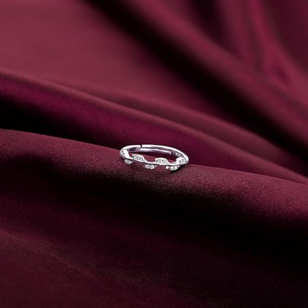 Silver Zircon Vine Shine Ring, Adjustable | Gifts for Women and Girls