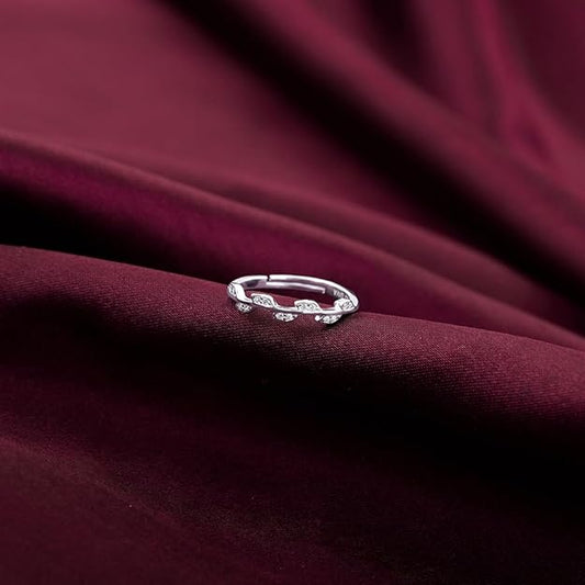 Silver Zircon Vine Shine Ring, Adjustable | Gifts for Women and Girls