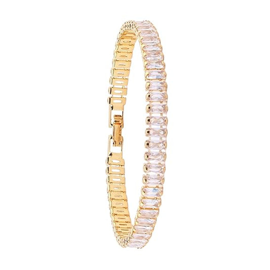 Anti Tarnish Glimmer Diamond Tennis Bracelet for Women | Fancy Jewellery Gifts | Hand Band | Latest Fashion Accessories for Girls | Minimal Jewelry Design | Gift for Mother's Day