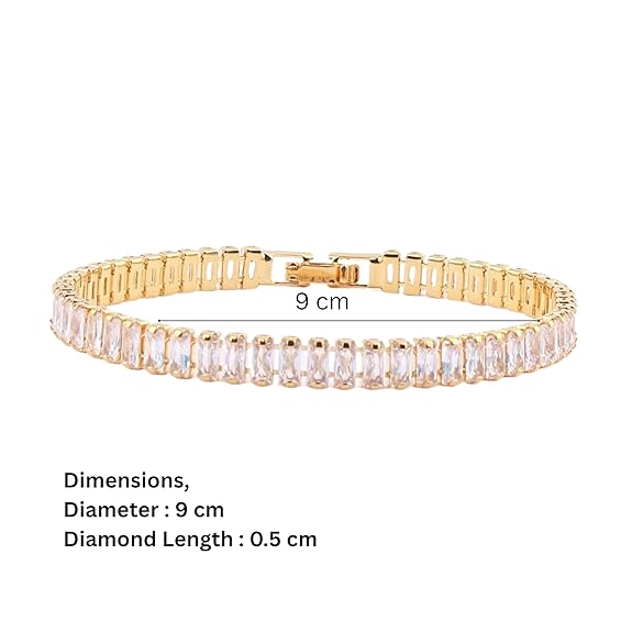 Anti Tarnish Glimmer Diamond Tennis Bracelet for Women | Fancy Jewellery Gifts | Hand Band | Latest Fashion Accessories for Girls | Minimal Jewelry Design | Gift for Mother's Day