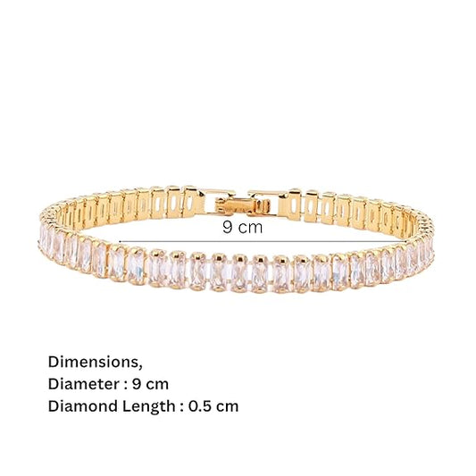 Anti Tarnish Glimmer Diamond Tennis Bracelet for Women | Fancy Jewellery Gifts | Hand Band | Latest Fashion Accessories for Girls | Minimal Jewelry Design | Gift for Mother's Day